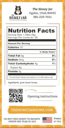 Nutrition Facts; Ingredients: Pure Clover Honey