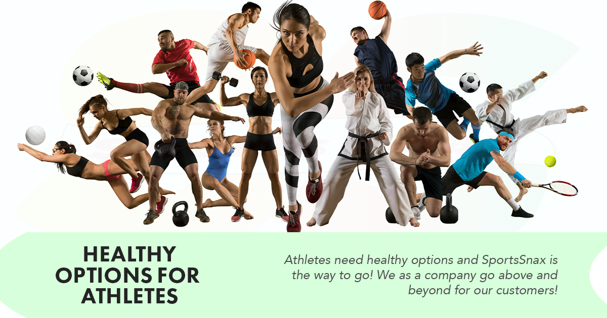 Healthy Options for Athletes: Athletes need healthy options and SportsSnax is the way to go! We as a company go above and beyond for our customers!